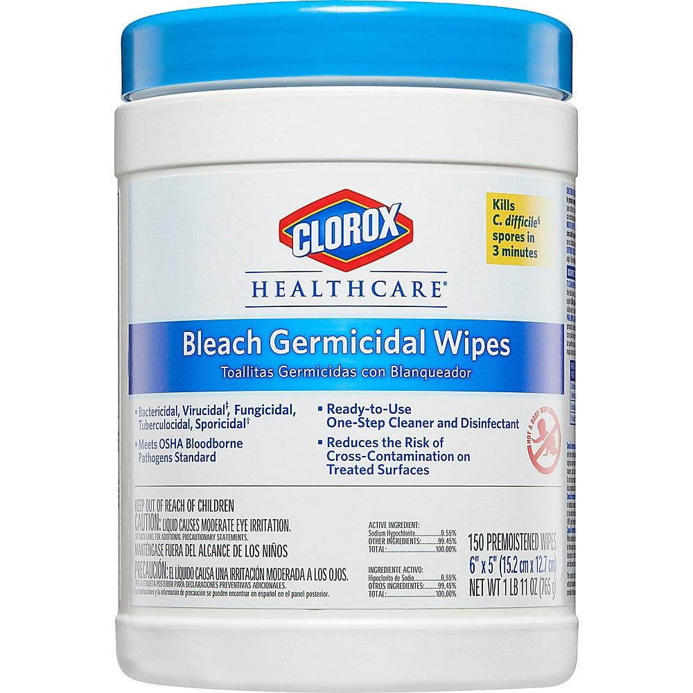 Germicidal Wipes, 6 X 5, Unscented, 150/Canister