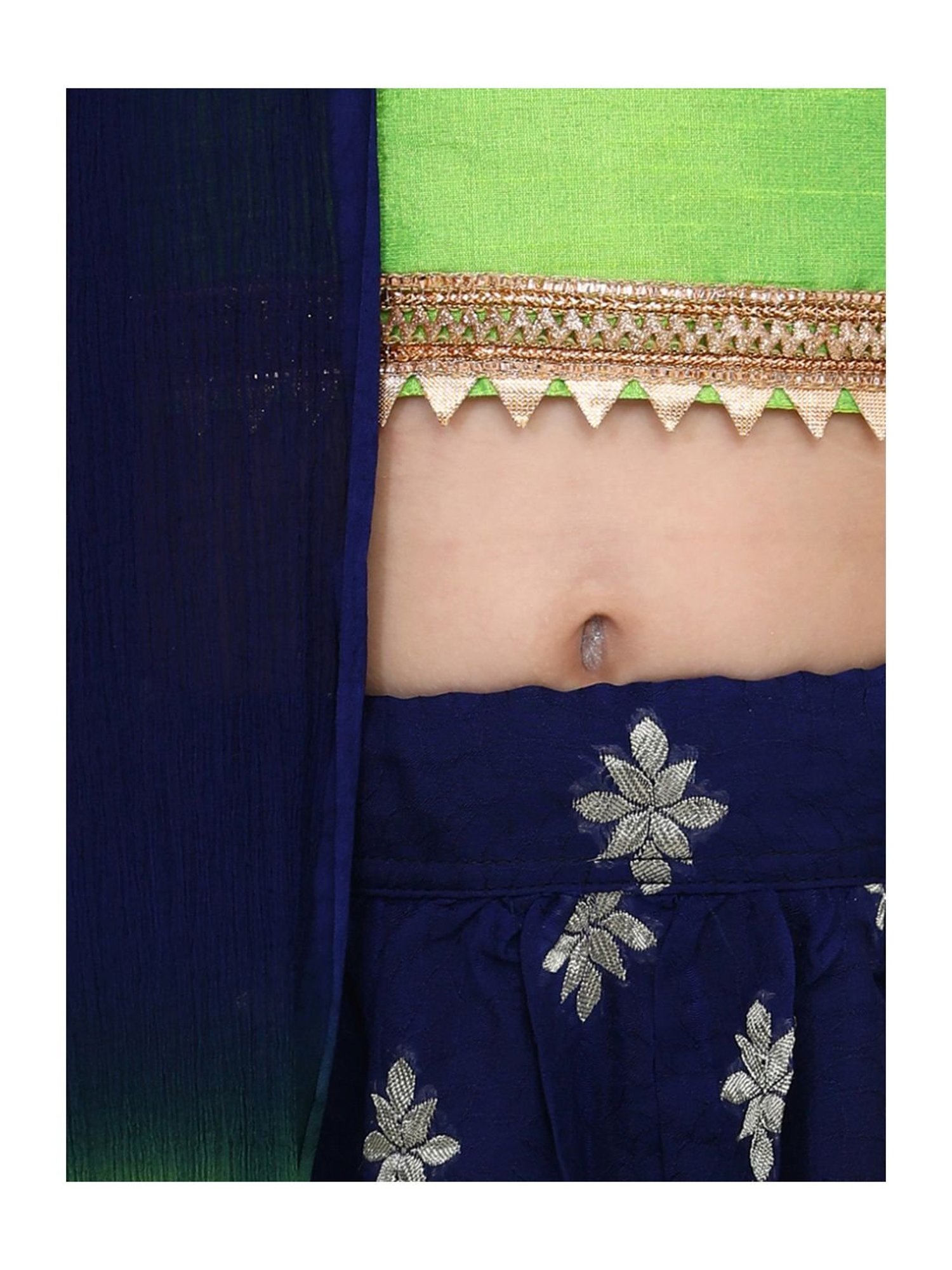 BownBee Kids Navy Printed Lehenga Choli With Dupatta