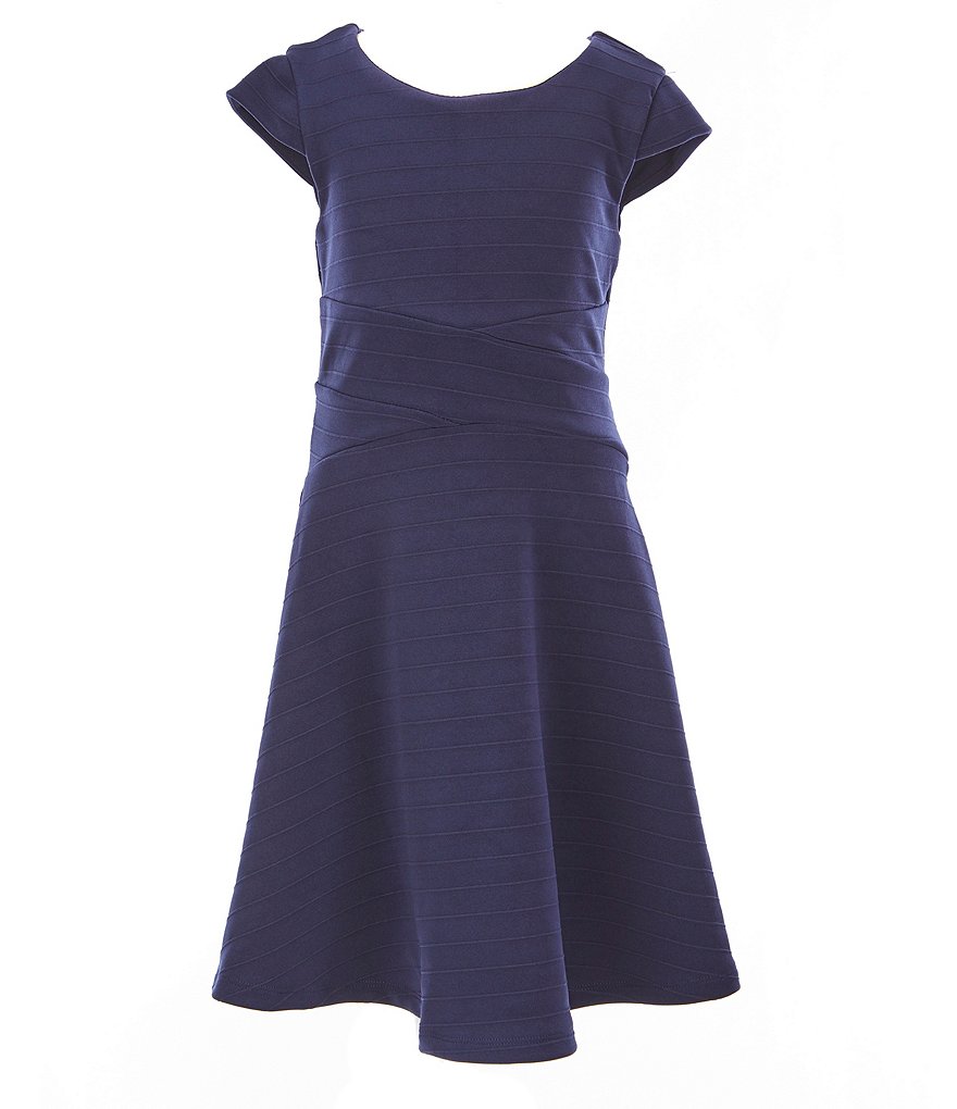 Zunie Big Girls 7-16 Crossover Textured A-Line Dress