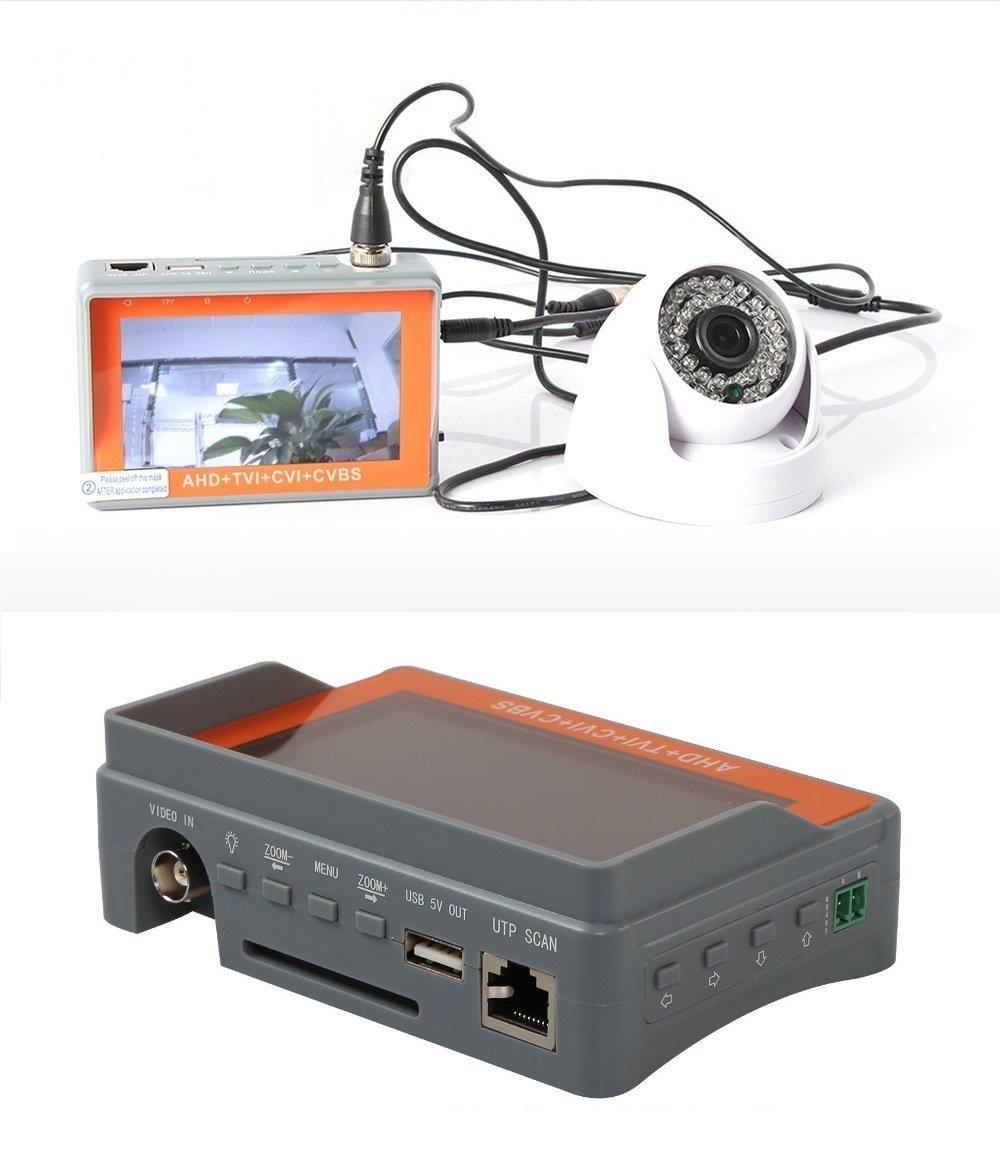 4.3 Inch Wrist CCTV Tester, ZUEXT 4 in 1 1080P Portable Camera Tester AHD TVI CVI CVBS Tester TFT LCD Monitor Analog Video Test Cable Test PTZ Control 12V Power Output
