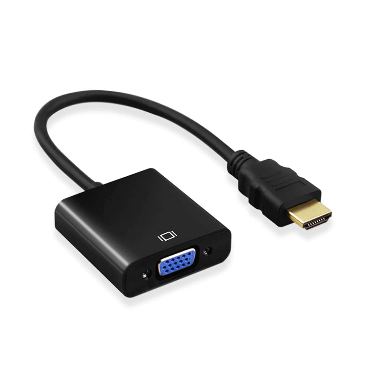 HDMI to VGA with Audio Adapter Gold-Plated Cord 1080P HDMI to VGA Video Converter Male to Female with 3.5mm Audio and Power Port for PC Laptop DVD