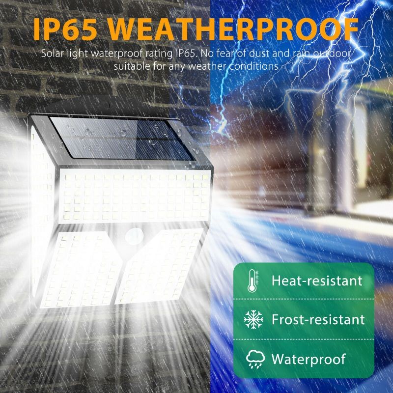 436 LED PIR Motion Sensor Wall Light Solar Power Waterproof Outdoor Garden Lamp