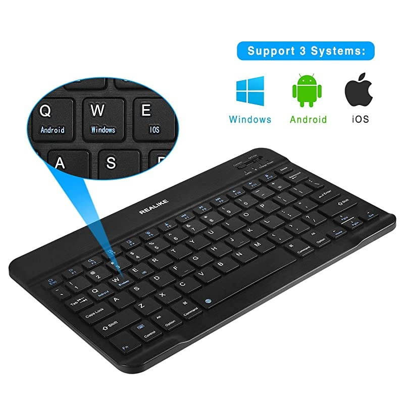 Bluetooth Keyboard, Ultra-Slim Rechargeable Wireless Bluetooth Keyboard for iOS, Android, Windows, and Mac Compatible with iPad, iPad Pro, iPhone, Android Tablets etc (Black)