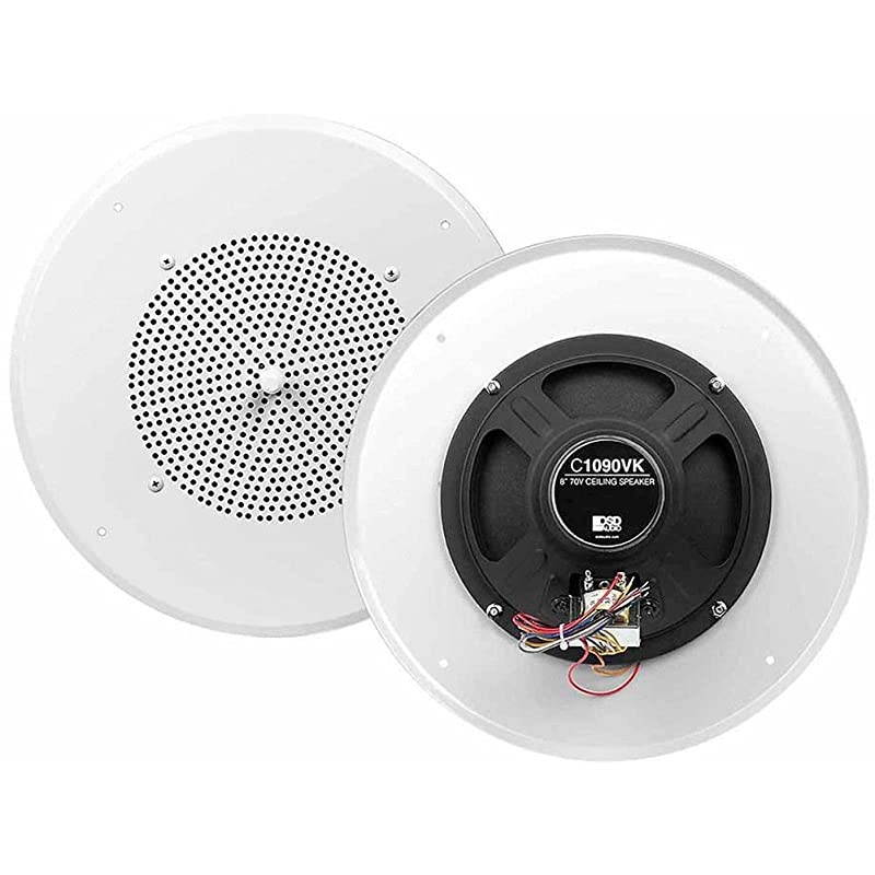 8" Commercial 70V Ceiling Speaker w/Front Volume Control Knob Single White C1090