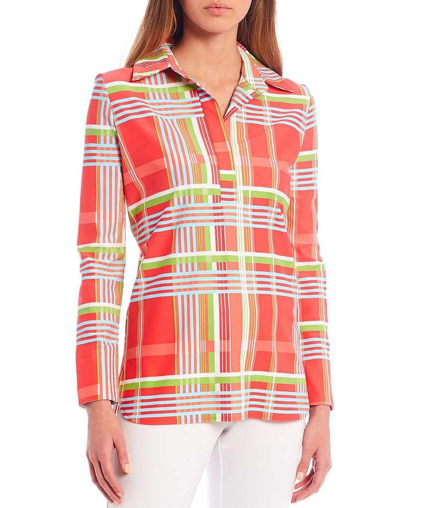 Jude Connally Hadley Plaid Roll-Tab Sleeve Tunic
