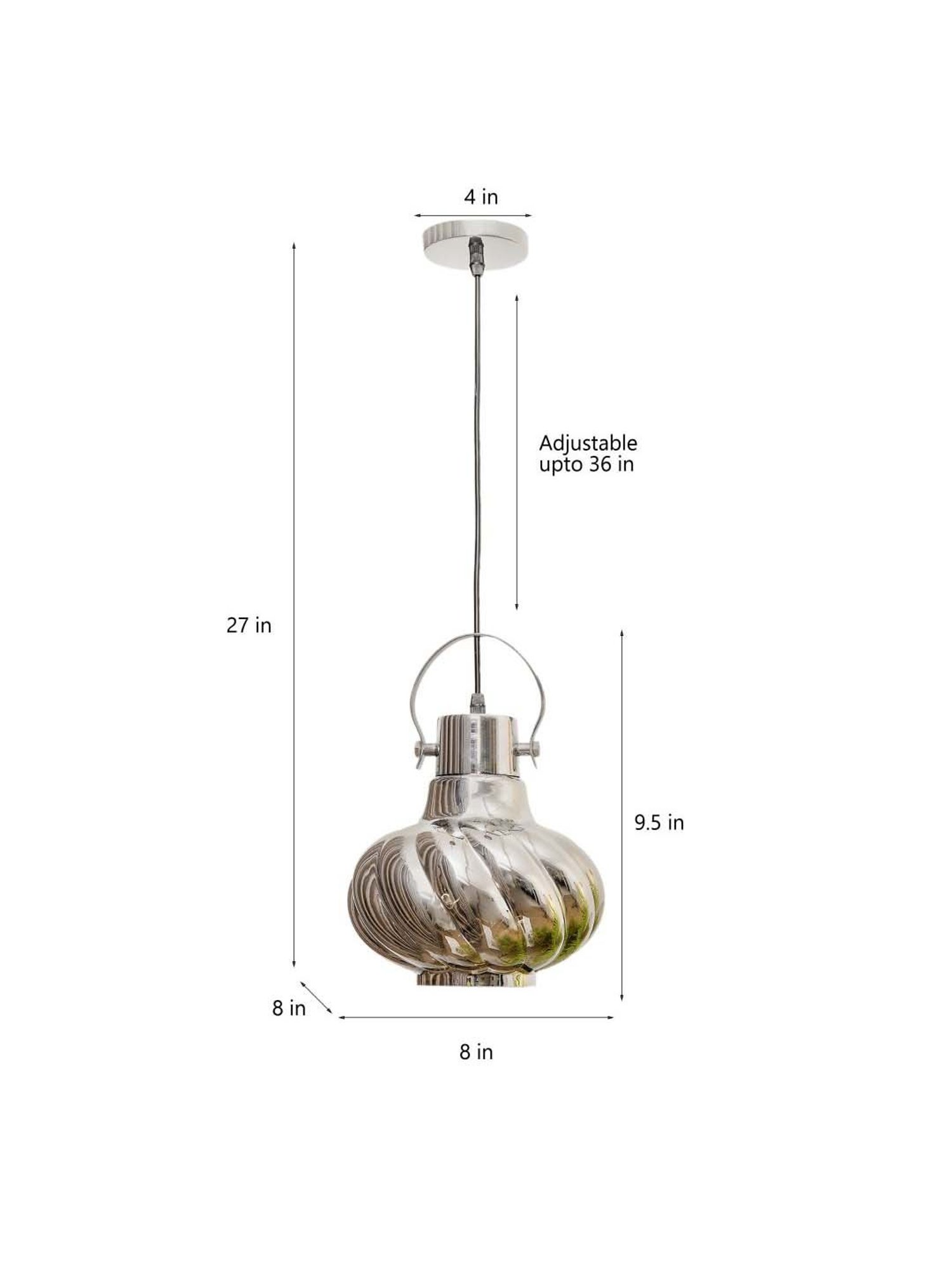 Kapoor E Illuminations Agatha Smoke & Nickel Glass Single Light Hanging Lamp