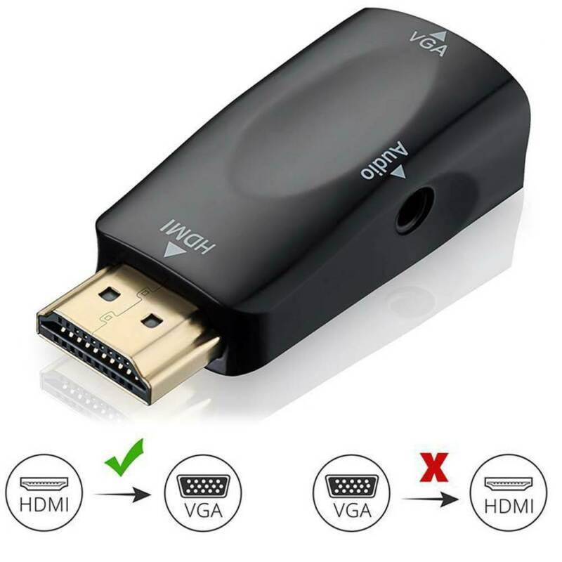 Gold-plated HDMI Male to VGA Female Converter Adapter with 3.5mm Audio Port Cable for PC, Laptop, DVD, Desktop, Monitor, Projector