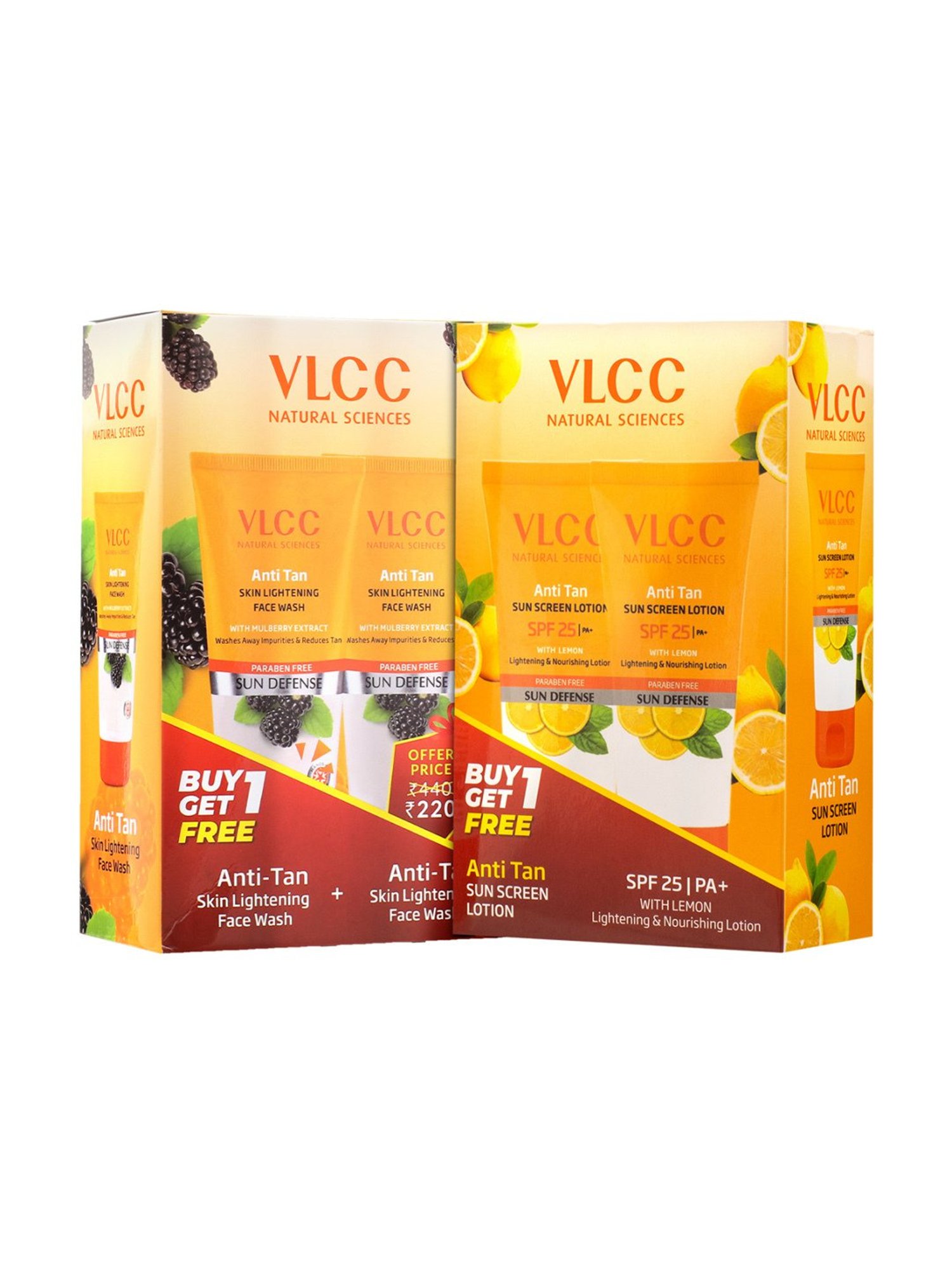 VLCC Anti Tan Skin Lightening Face Wash and Anti Tan Sun Screen Lotion SPF 25 PA+ Combo