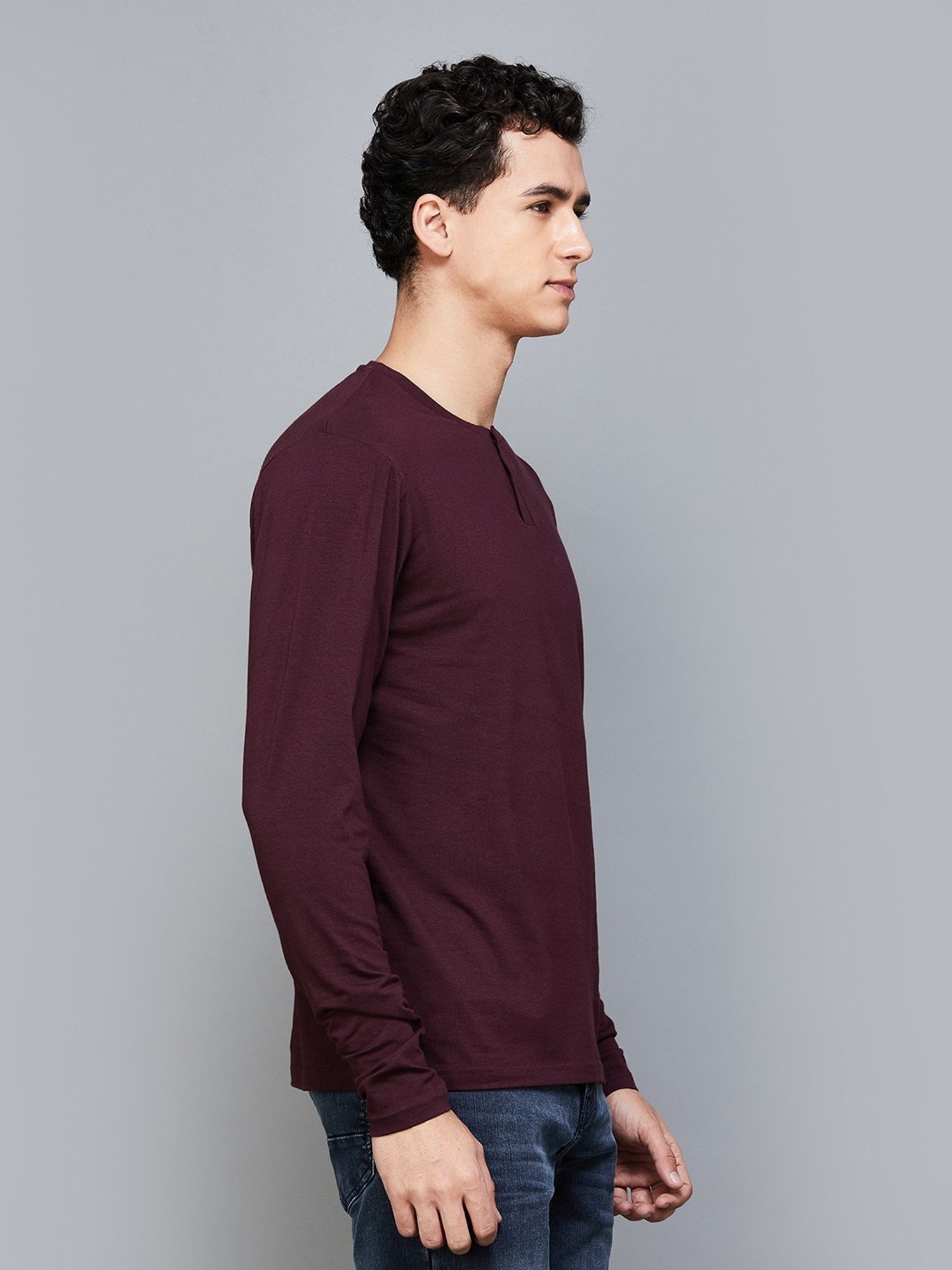 BOSSINI Brown Regular Fit Henley T-Shirts
