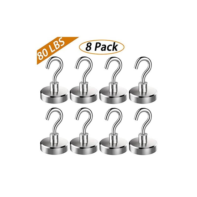 100LB Magnetic Hooks Heavy Duty for Hanging BBQ Grill Utensils Tools Coat Wreaths Outdoor Strong Neodymium Rare Earth Magnets Hook Hangers for Refrigerator Locker Cruise Cabins