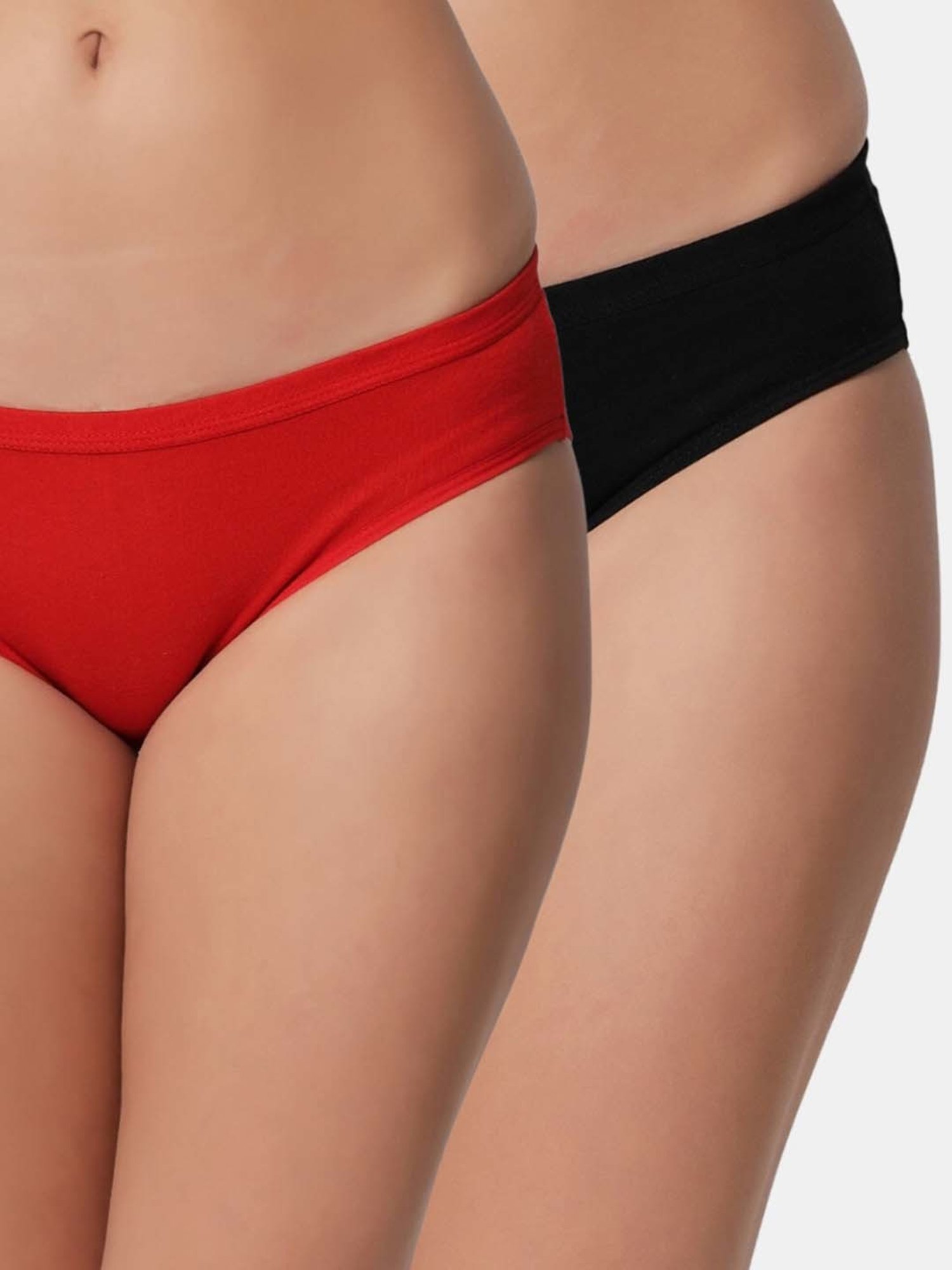 Bleeding Heart Black & Red Plain Panties - Pack Of 2
