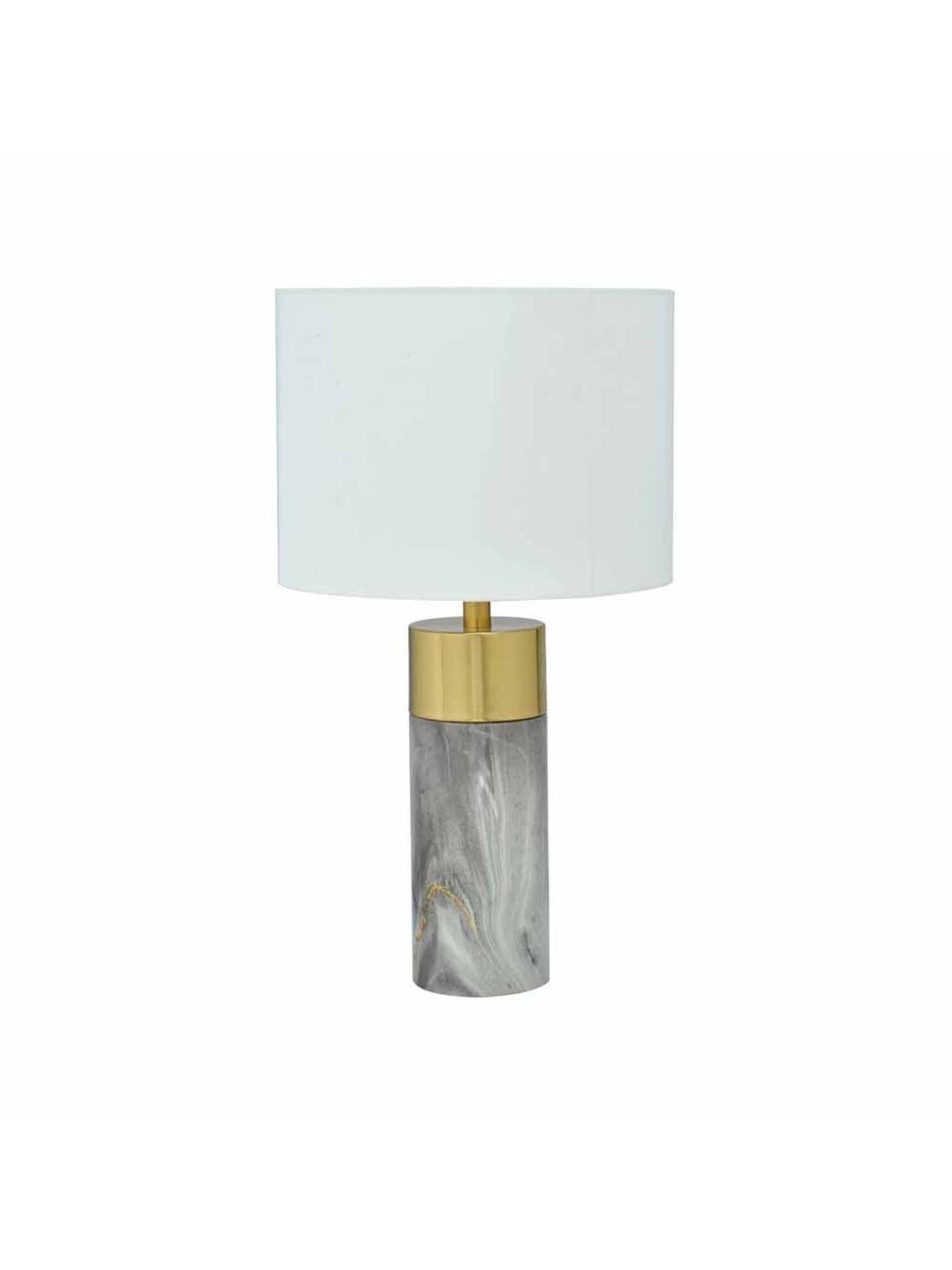 @Home Grey Metal Cylindrical Base Table Lamp