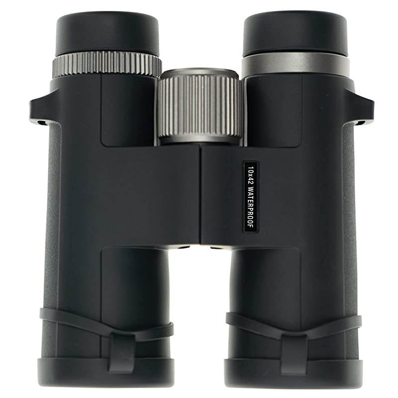 Roof Prism Binoculars with Compact Waterproof Design AntiFog Glass Neck Strap and Carry Case for Bird Watching Hunting and Outdoors Black