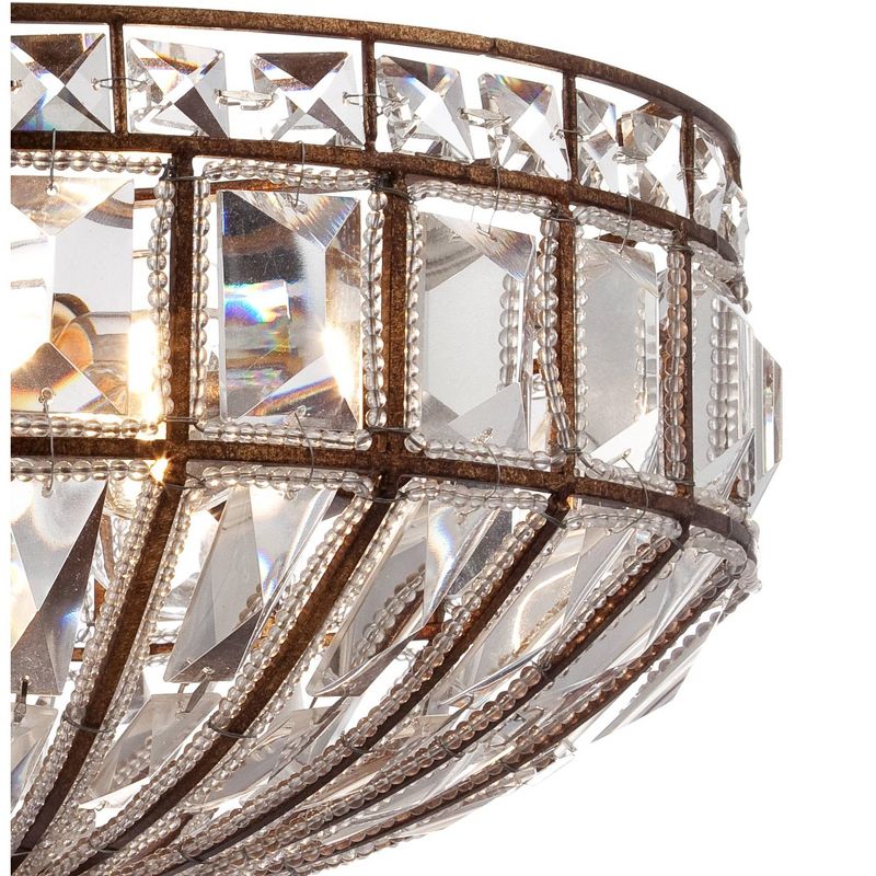 Vienna Full Spectrum Ceiling Light Semi Flush Mount Fixture Mocha Brown 15" Wide Faceted Clear Crystal Accents for Bedroom Kitchen