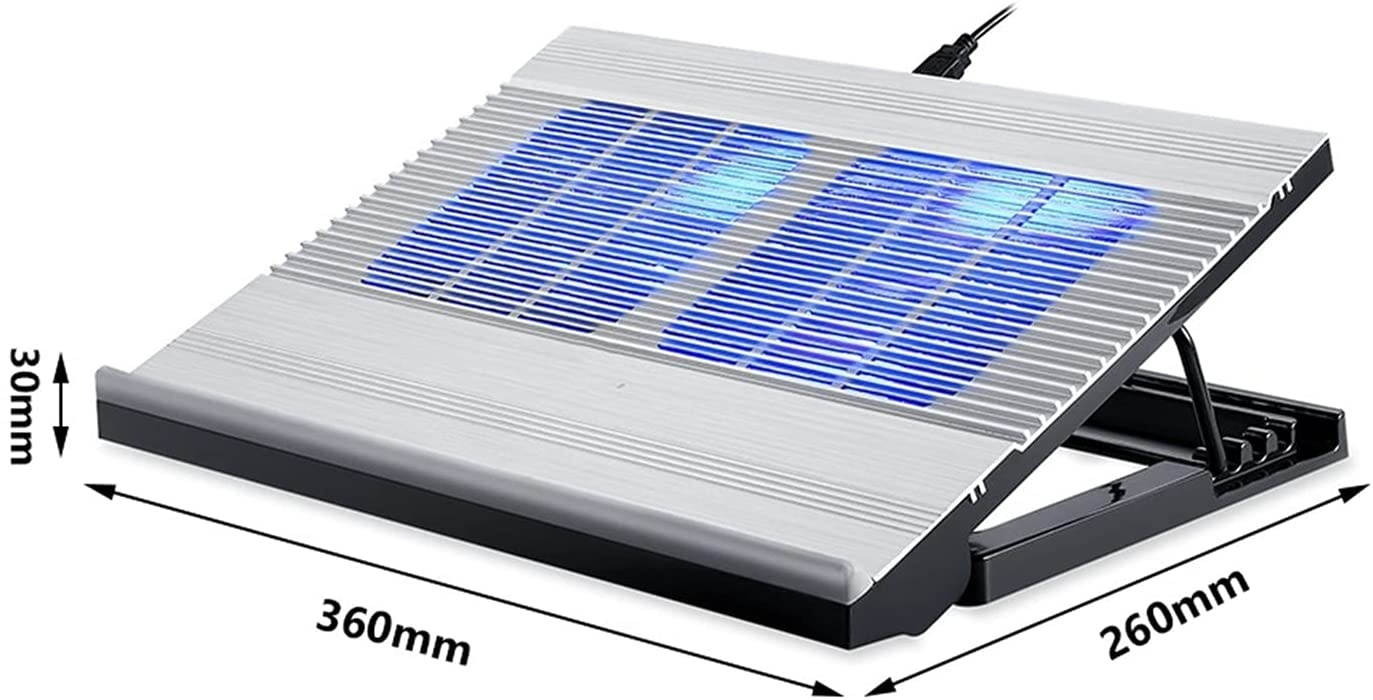 Laptop Accessories Portable Notebook Cooling Fan 4 Speed Adjustment Bracket Notebook Gaming Cooler Stand with Two Fan Computer Accessories (Color : Silver)