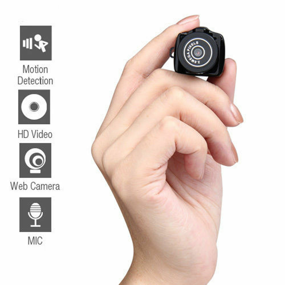 Tiny Mini Spy Hidden Camera HD Video Audio Recorder Webcam Y2000 Camcorder Small DV DVR Security Secret Nanny Car Sport Micro Cam with Mic Thumb Camera with Keychain Cam for Aerial Photography Pets