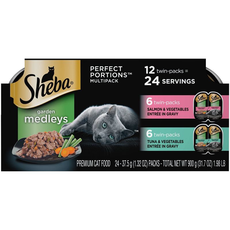 Sheba Perfect Portions Garden Medleys Salmon, Vegetables and Tuna Wet Cat Food - 12ct