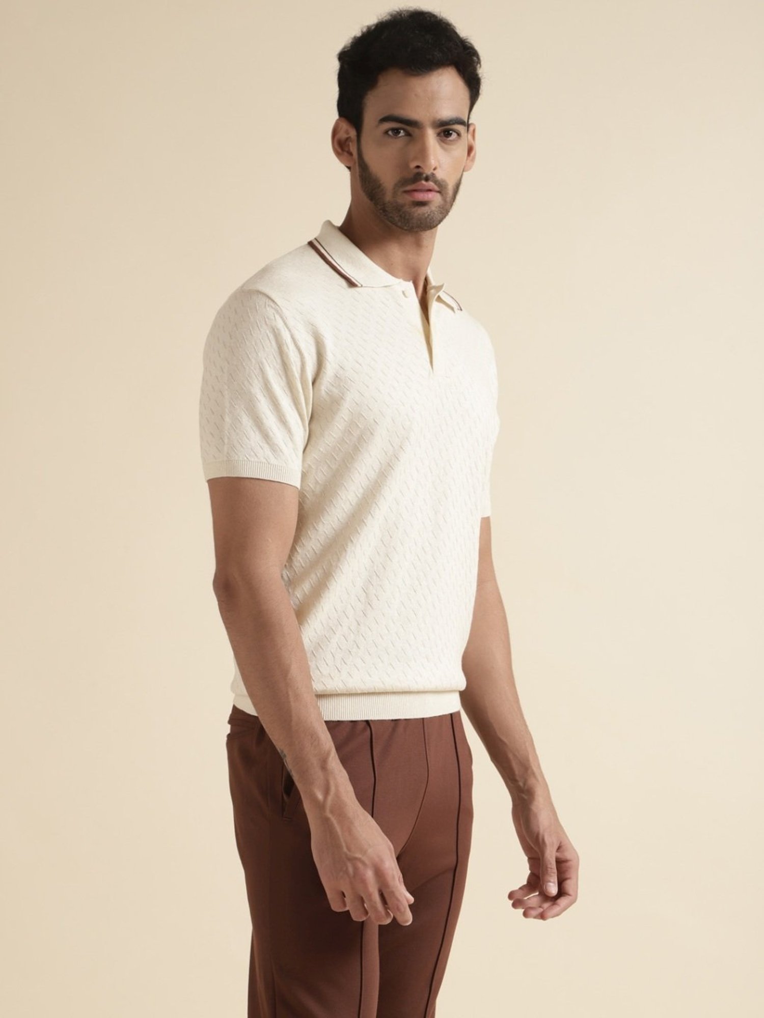 Andamen Off White Regular Fit Polo T-Shirt