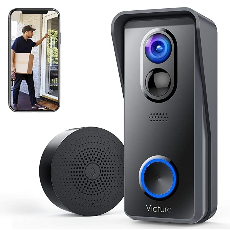 WiFi Video Doorbell Camera 1080P HD with Chime Smart Doorbell Battery Powered with Night Vision Motion Activated Alerts and Tow Way Audio for Home Security