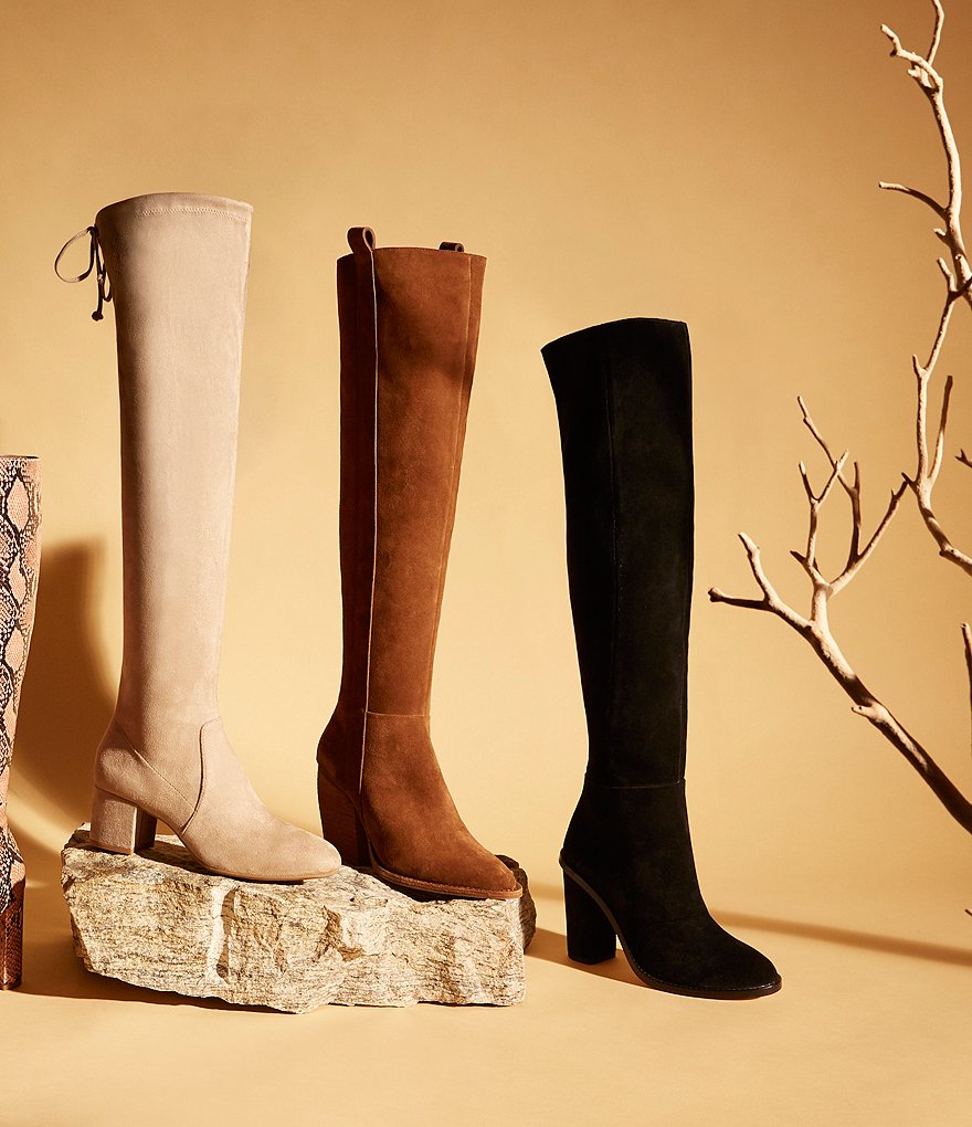 Gianni Bini Bhannks Suede Over-the-Knee Stack Heel Boots