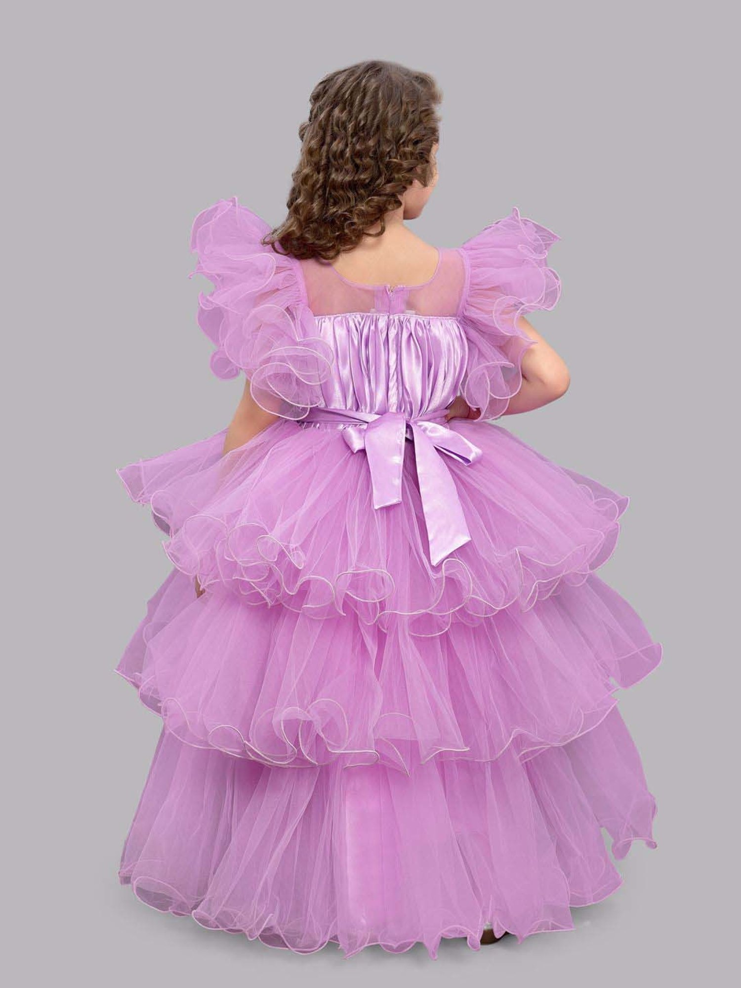 Pink Chick Kids Lavender Solid Party Gowns