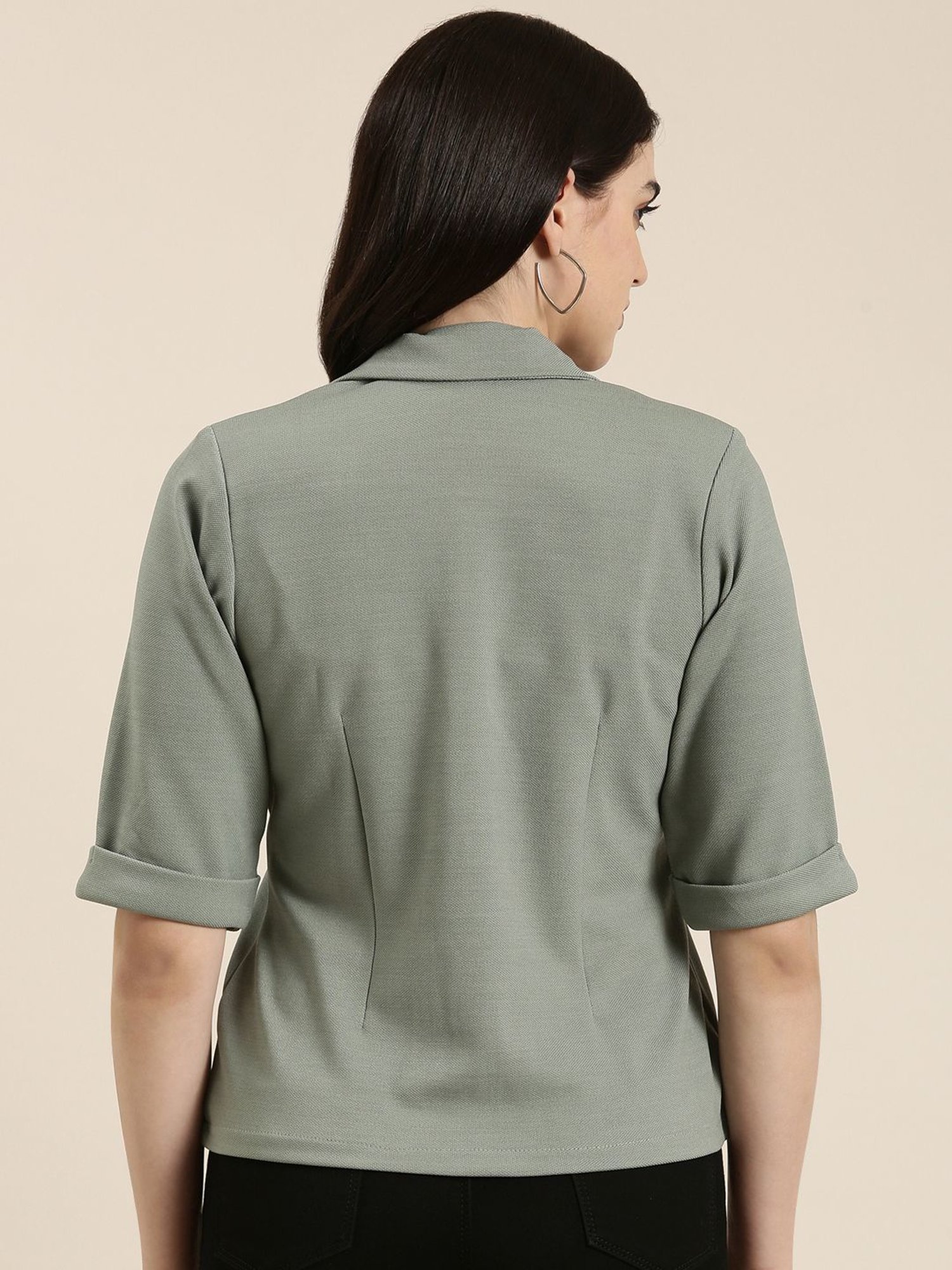 SHOWOFF Sea Green Cotton Blazer