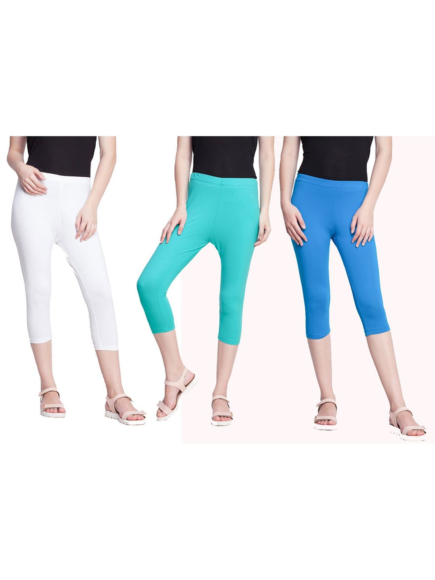 Dollar Missy Multicolor Cotton Capris (Pack  of 3)