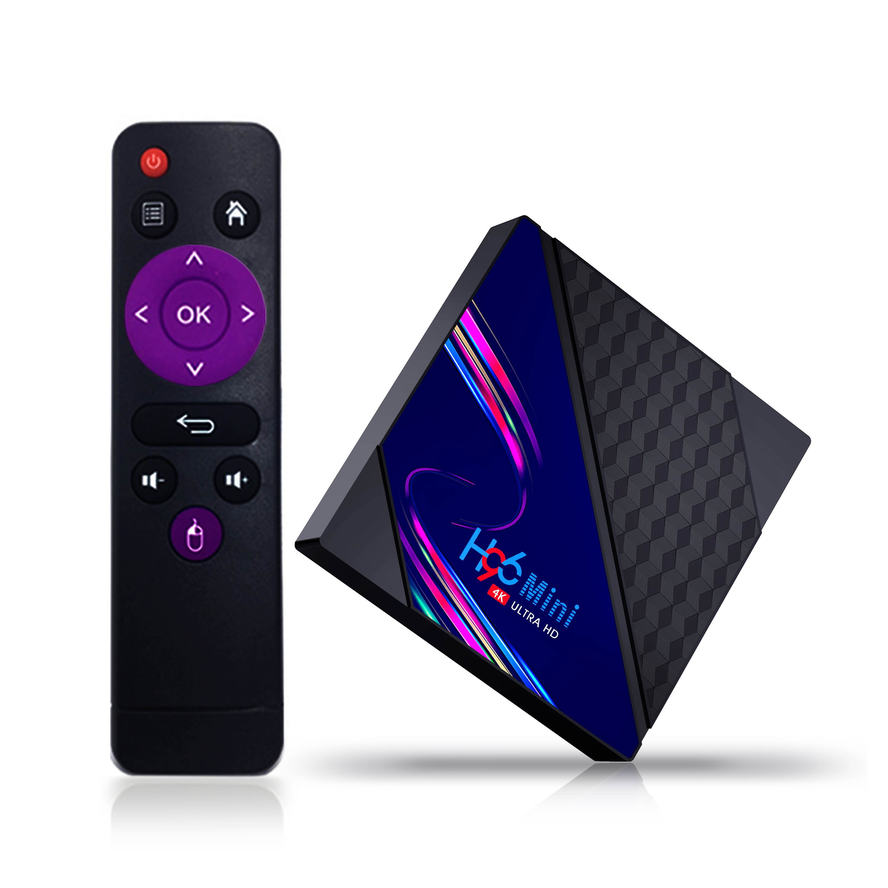 H96 V8 RK3228A DDR3 2GB RAM eMMC 16GB ROM Android 10.0 4K HD TV Box Support TikTok TV Control 2.4G Wifi Widewine Level1 HEVC H.265 VP9 Video Decoding-EU Plug