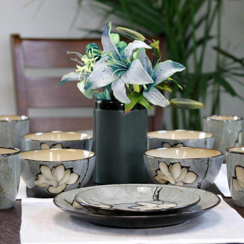 Gibson Elite 16pc Stoneware Dakari Dinnerware Set Gray