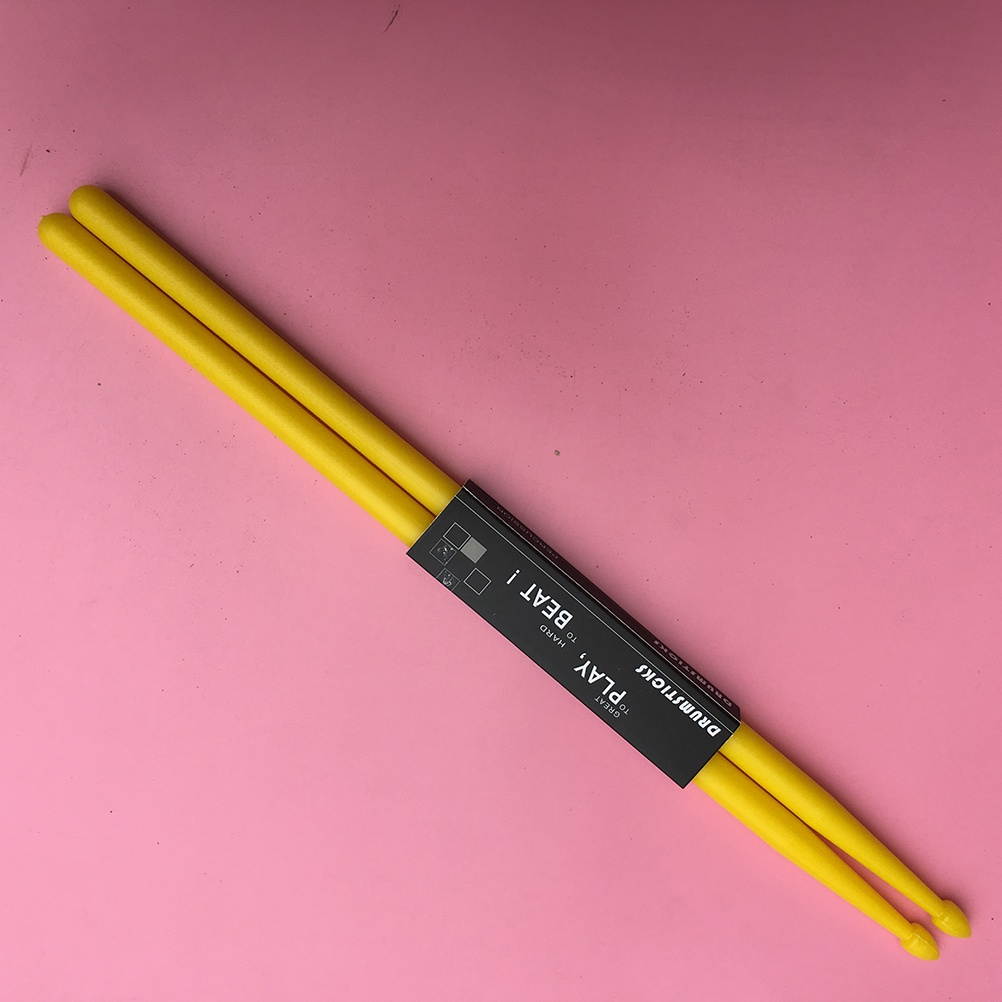 5 Pairs of Nylon Drumstick Drum Sticks Set Wood Tip Drumstick Percussion Lightweight (Yellow Red Green Blue Black)