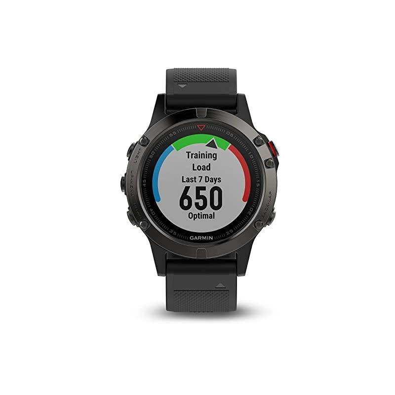 fenix 5, Premium and Rugged Multisport GPS Smartwatch, Slate Gray with Black Band, Renewed