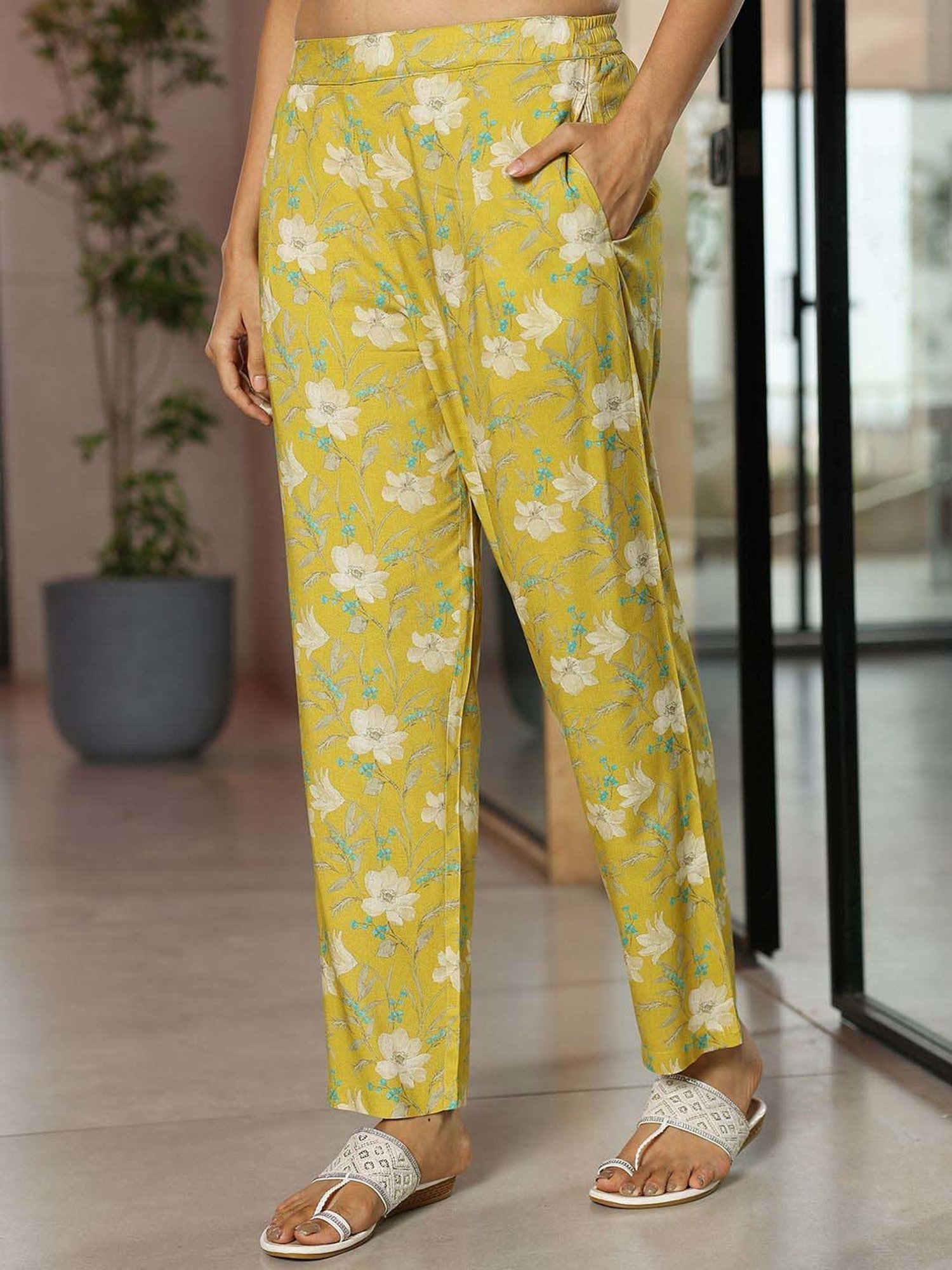 Libas Mustard Printed Tunic Pants Set
