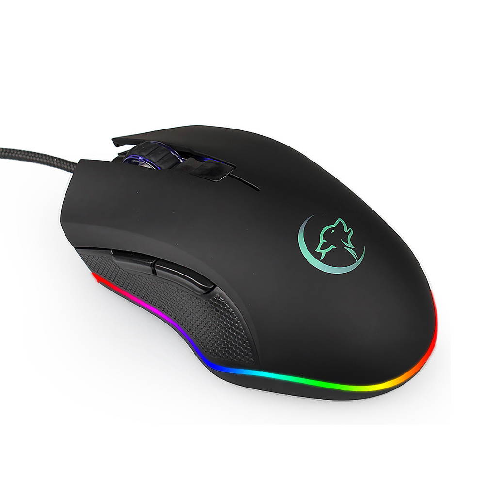 ABS Ergonomic Wired Professional Colorful Backlight USB 6 Buttons Compact Gaming Mouse Optical
(Color: Black)