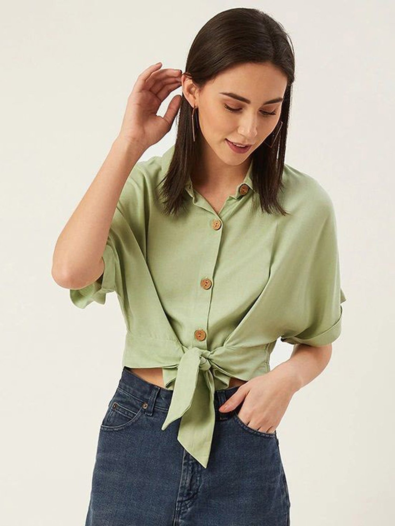 Anvi Be Yourself Olive Green Shirt