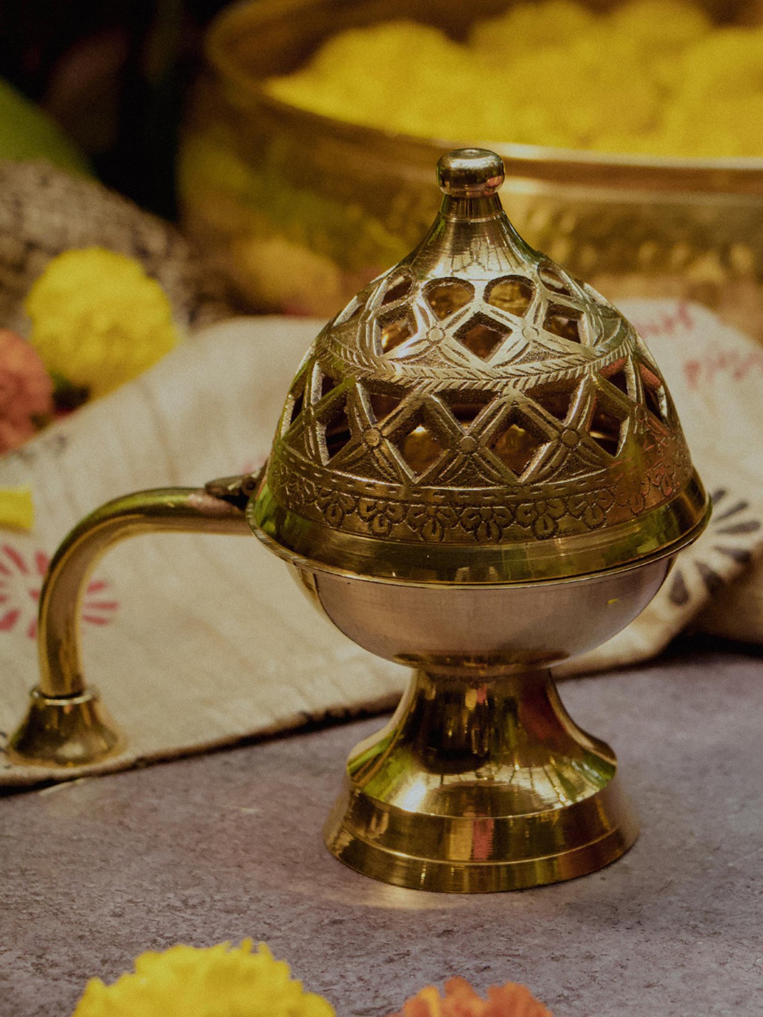 Tayhaa Brown Resin Fiery Tiger Head Showpiece