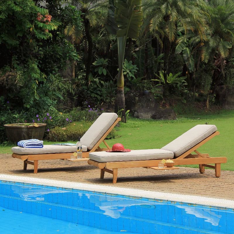 Mosko Outdoor Teak Chaise Lounge with Cushion - Cambridge Casual