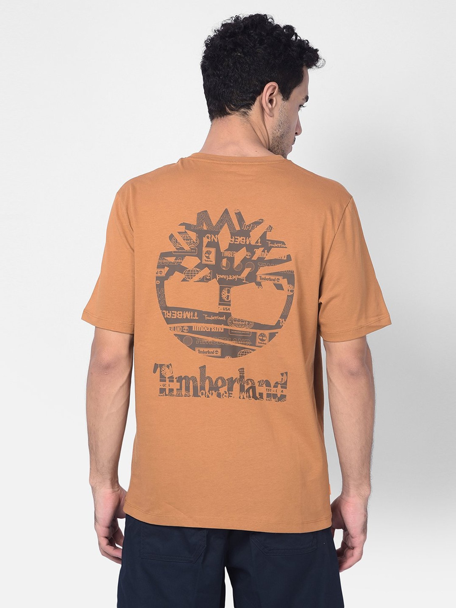Timberland Wheat Regular Fit Logo Print Crew T-Shirt