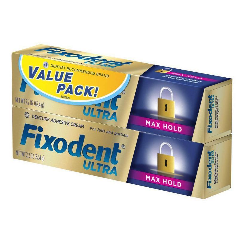 Fixodent Ultra Max Hold Dental Adhesive - Unflavored - 2.2oz/2pk