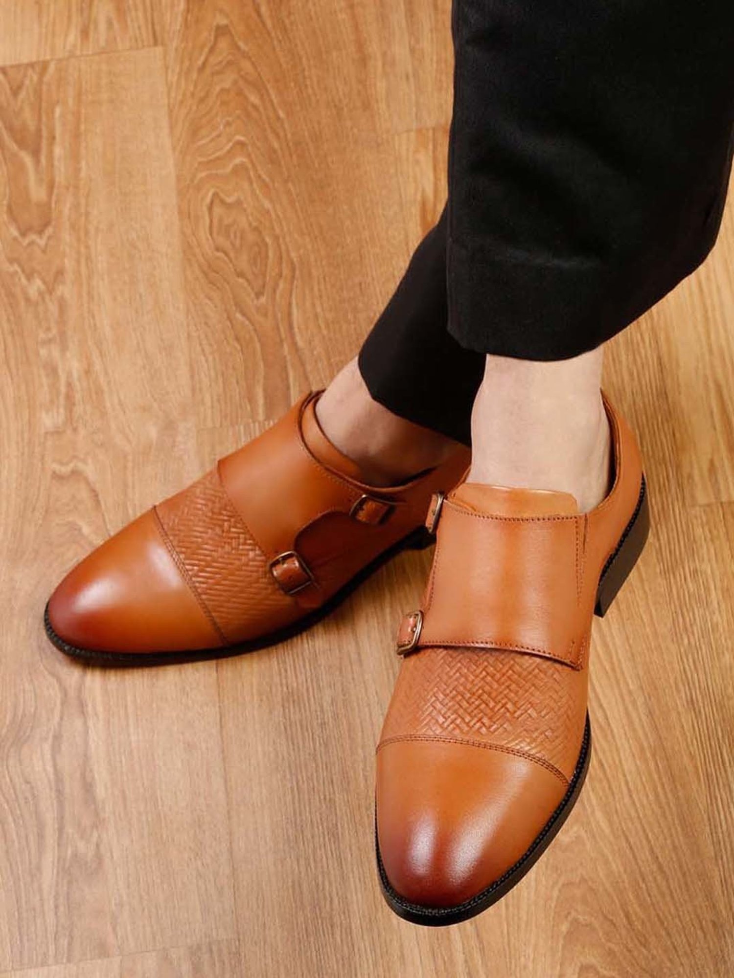 Louis Stitch Men's Russet Tan Monk Shoes