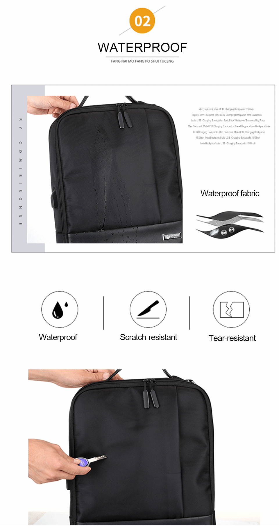 ESTONE 1815# Travel Laptop Backpack Business Slim Durable Daypack with USB Charging Port College Computer Bag Backpack Hiking Backpack Rucksack Gym Bag for Men Women Fits 15.6 Inch Laptop, Brown