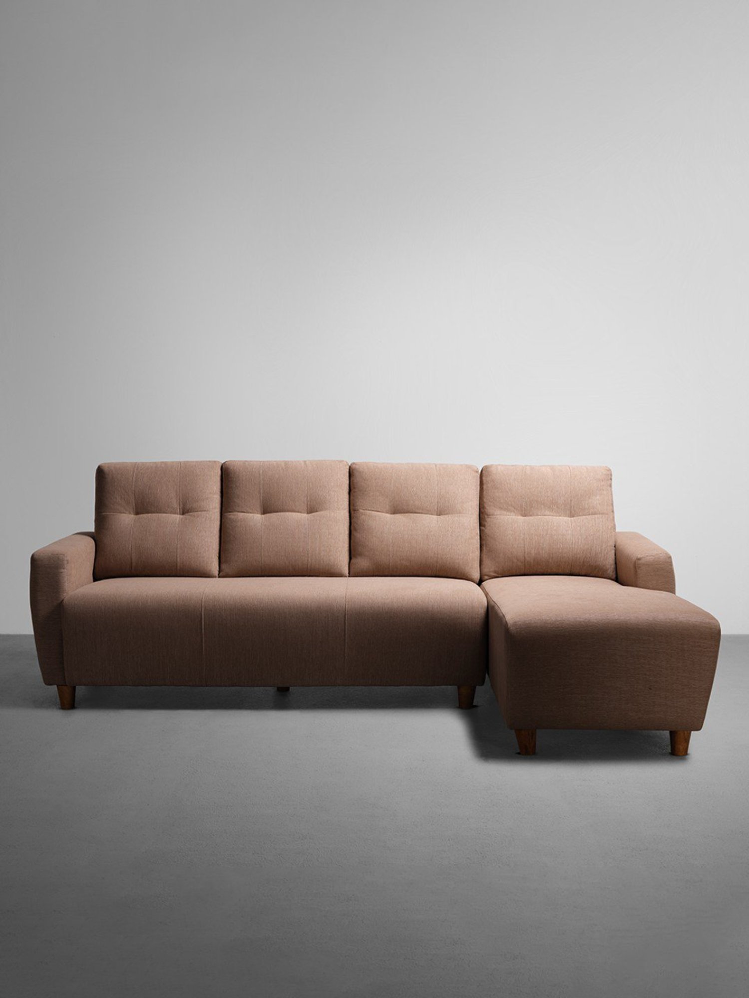 Sleepyhead Yolo Coco Brown Fabric 3 Seater RHS L Shape Sofa Set