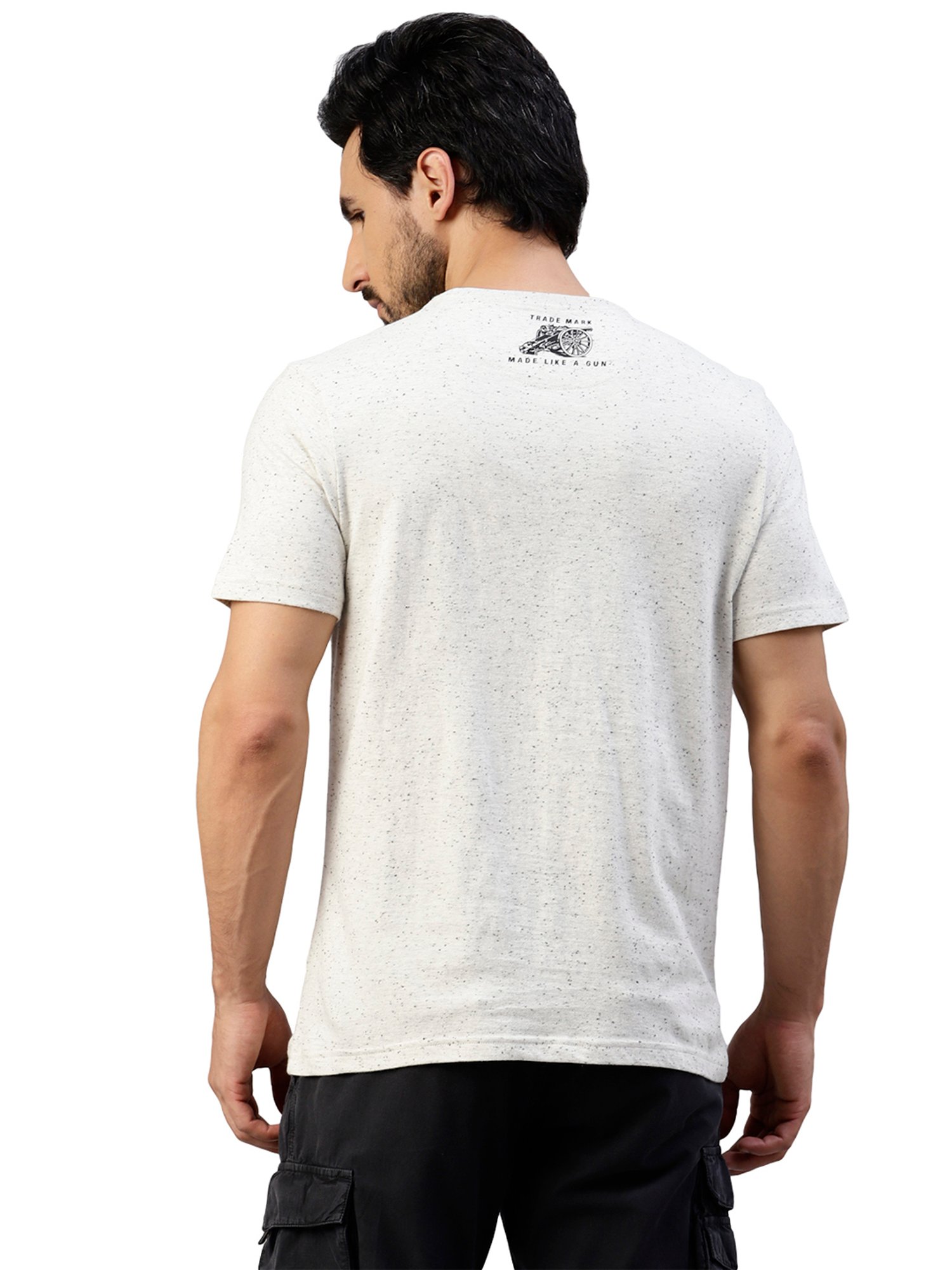 Royal Enfield Military Pride Ecru Regular Fit Printed Crew T-Shirt