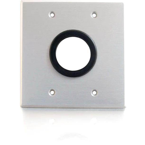 C2g 1.5In Grommet Cable Pass Through Double Gang Wall Plate - Brushed Aluminum