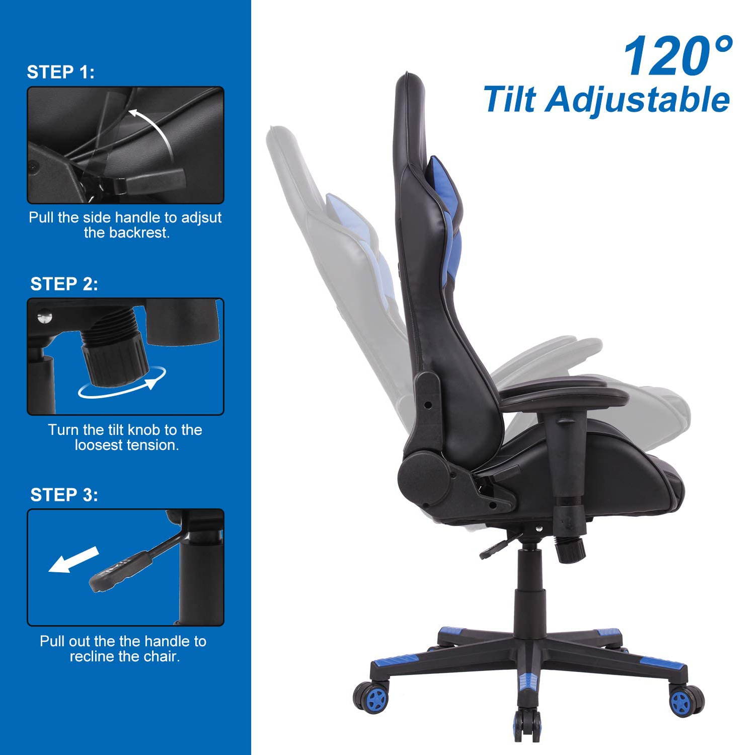 SMUGDESK Gaming Chair Racing E-Sports Chair High Back Game Chair Seat Height Armrest Adjustable Swivel Ergonomic Task Chair with Headrest and Lumbar Support, Red