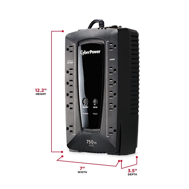 AVRG750U AVR UPS System 750VA450W 12 Outlets CompactBlack