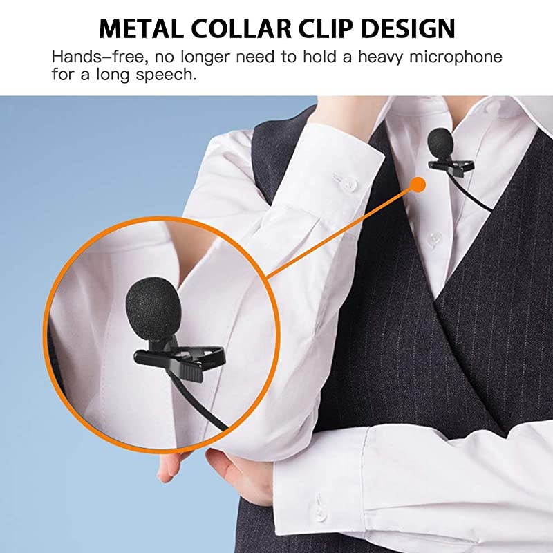 Lapel Microphone, Omnidirectional Mic Compatible with Desktop PC Computer, Mac, Smartphone, iPhone, GoPro, DSLR, Camcorder for Podcast, YouTube, Vlogging, and DJs