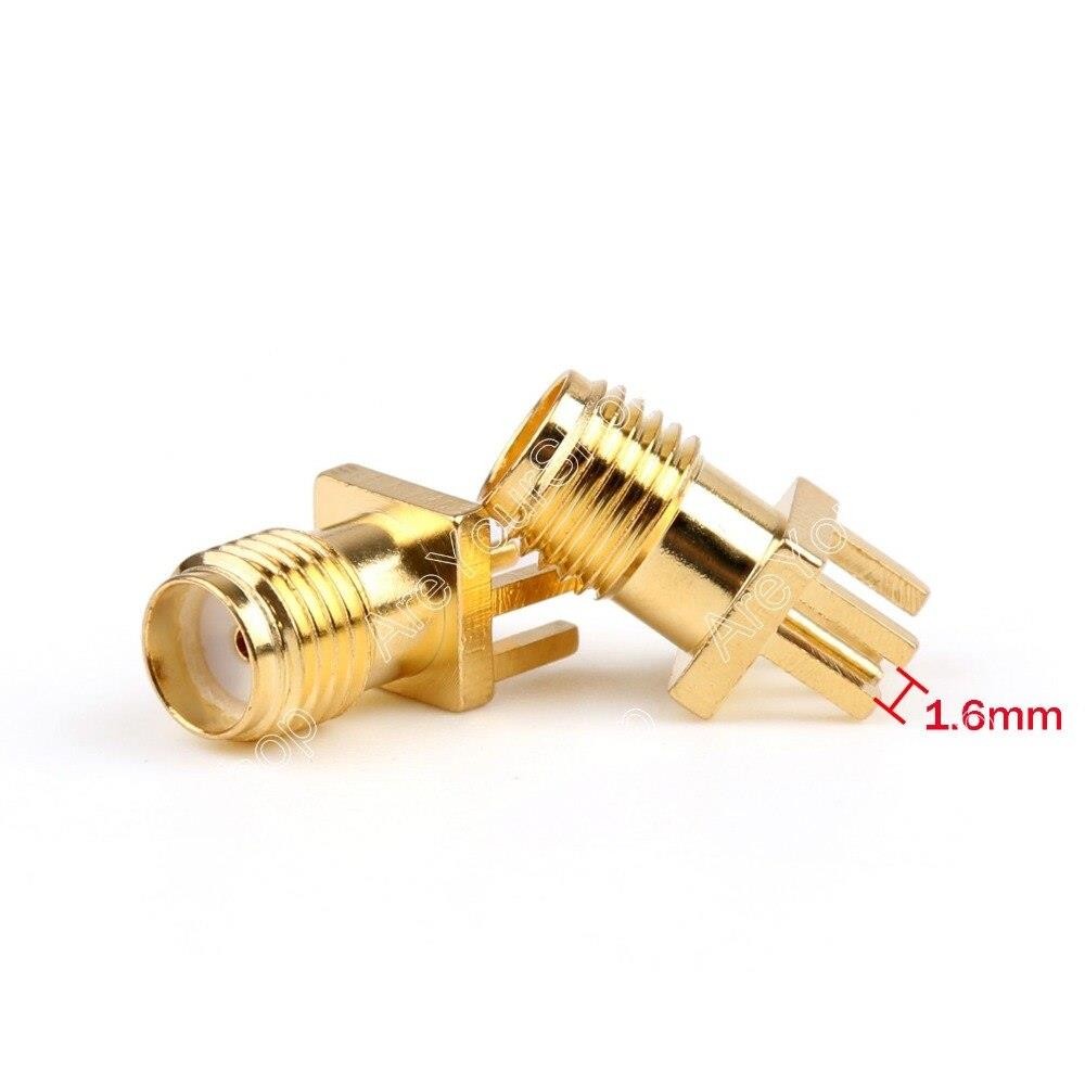 Hot Sale 100 Pcs Gold SMA Female Nut Bulkhead Solder Deck PCB Clip Edge Mount RF Connector Adapter