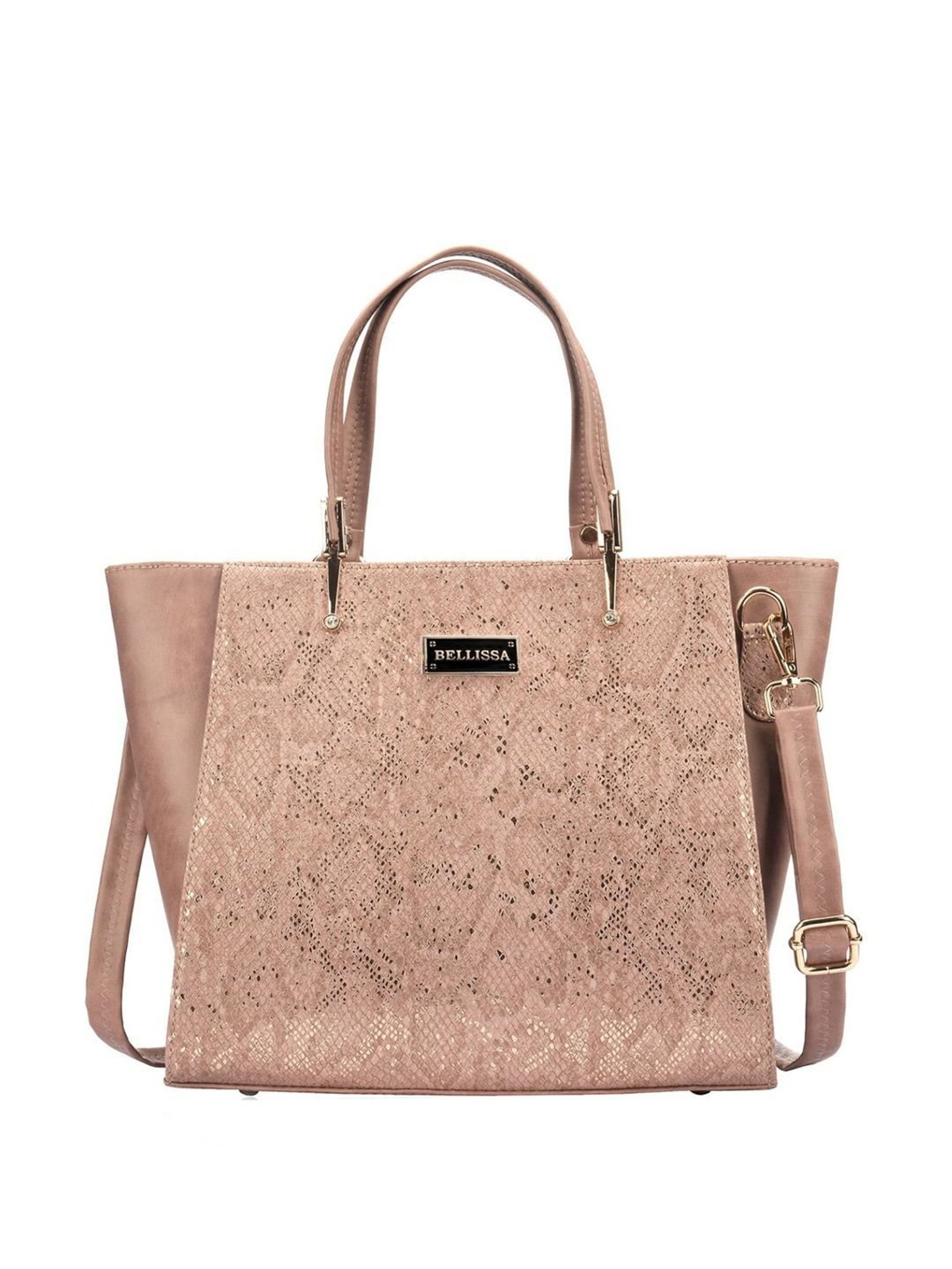 Bellissa Nude Textured Medium Snakeskin Handbag