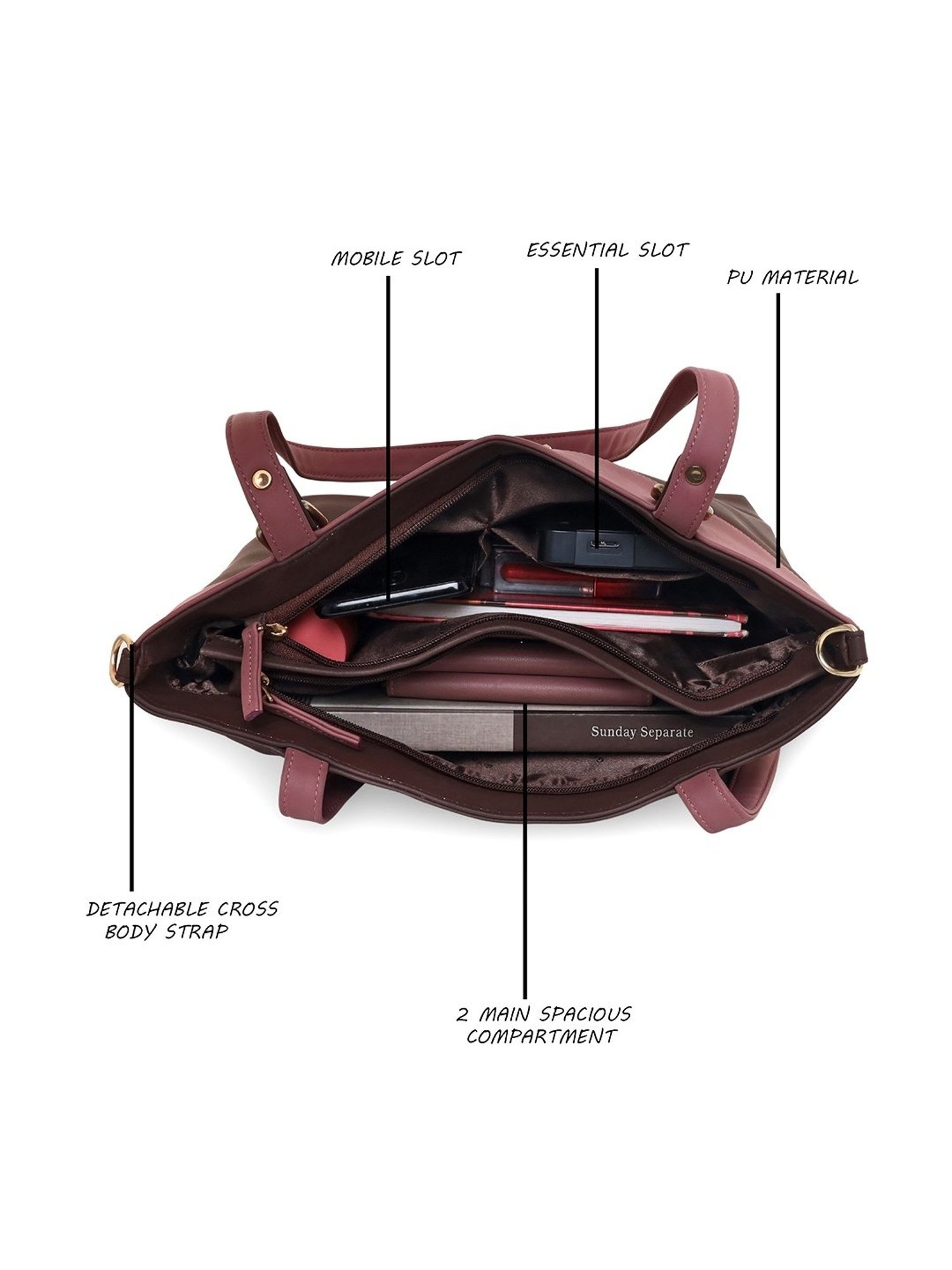 Giordano Brown Solid Medium Shoulder Handbag