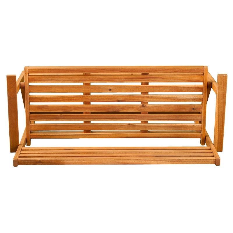 Wood Outdoor Bench in Natural Brown-Pemberly Row